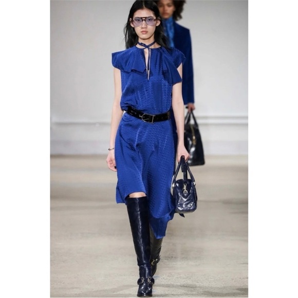Zadig& Voltaire asymmetric navy blue 100% silk dress RUNWAY PIECE NWT - Picture 1 of 13